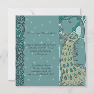 Invitaciones para cena de pavo real Art Nouveau