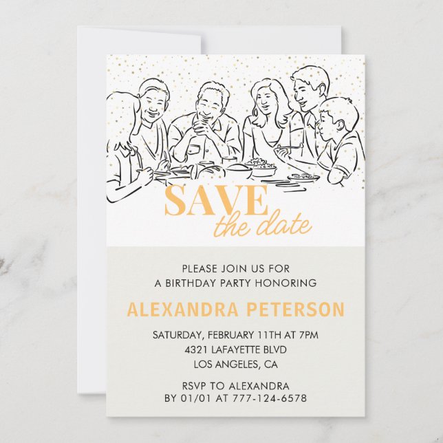Invitaciones para cenar de cumpleaños número 57 Sa (Anverso)
