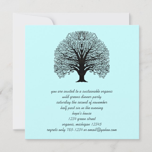 Invitaciones para cenar en un torrente de árbol (Anverso)