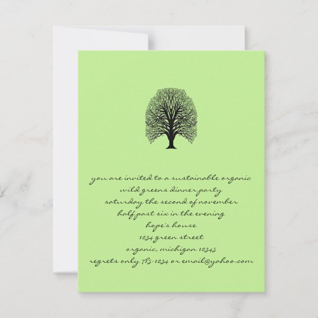 Invitaciones para cenar en un torrente de árbol (Anverso)