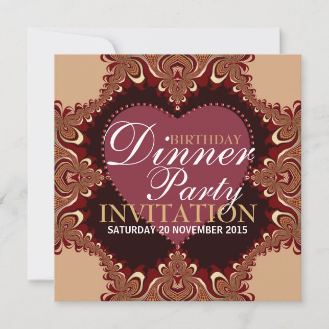 Invitaciones para cenas de cumpleaños bohemias exó (Anverso)