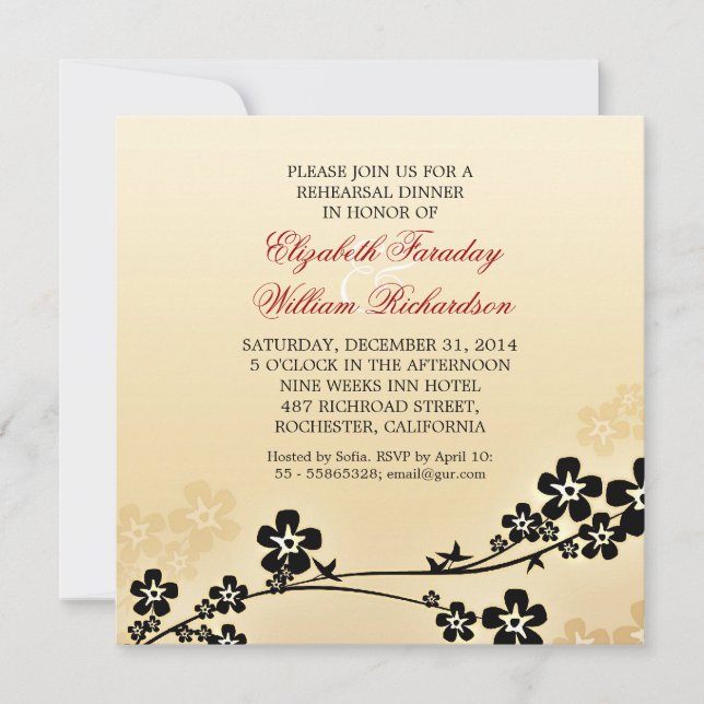 invitaciones para cenas de elegante diseño (Anverso)