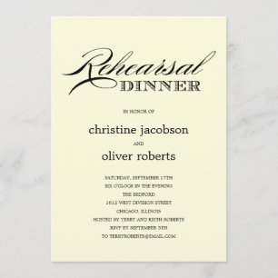 Invitaciones para cenas de ensayo en ocasión elega