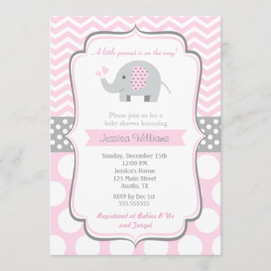 Invitaciones para Chica a la ducha de bebé elefant