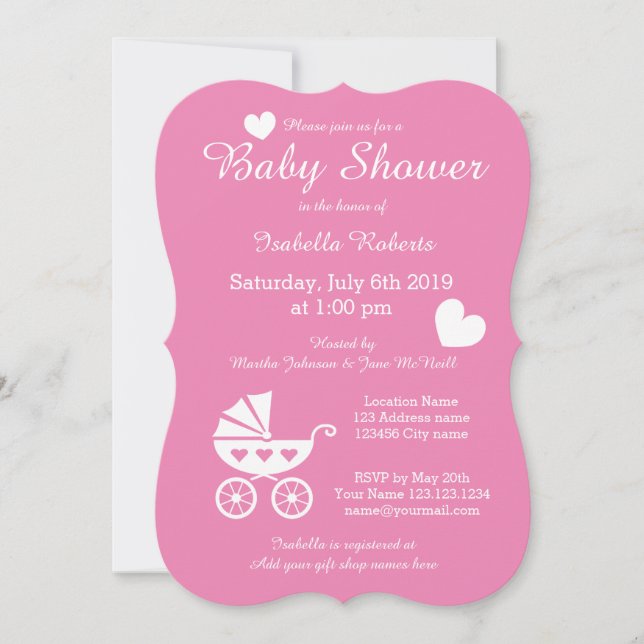 Invitaciones para chica a una ducha de bebé con un (Anverso)