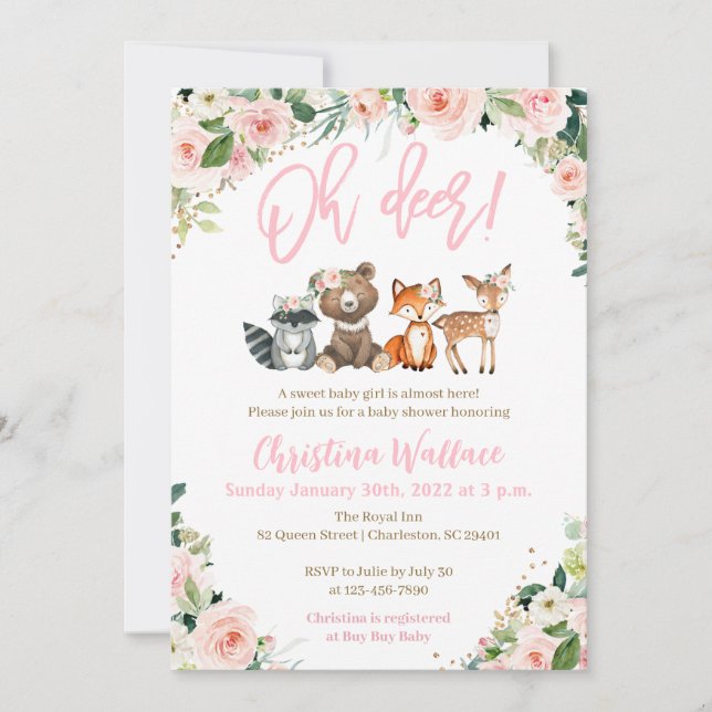 Invitaciones para Chicas a la ducha para animales  (Anverso)