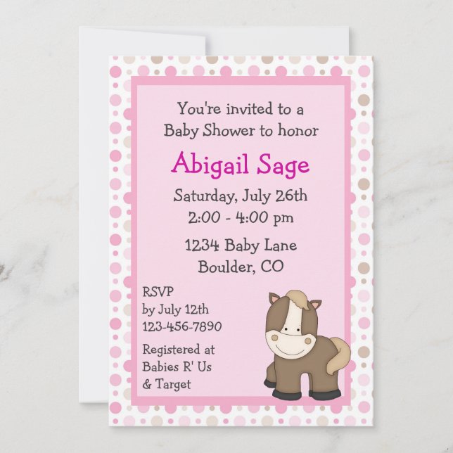 Invitaciones para Chicas a una ducha de bebé de pu (Anverso)