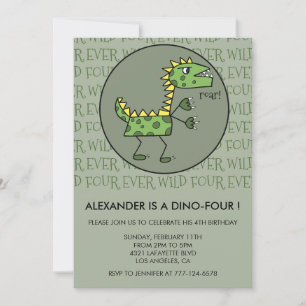 Invitaciones para cuarto cumpleaños de dinosaurio 