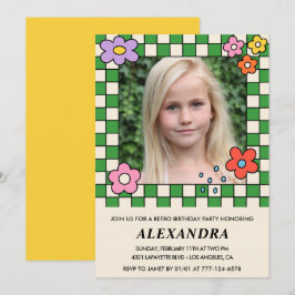 invitaciones para cumpleaños 10 Retro Flores Groov