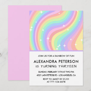 Invitaciones para cumpleaños 13 arcoíris Pastel Di