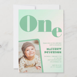 invitaciones para cumpleaños 1 niño Verde Gradient