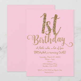 INVITACIONES PARA CUMPLEAÑOS 1 Rosa y Oro Fiesta U