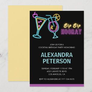 invitaciones para cumpleaños 21 Cocktail Neon Glow
