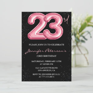 invitaciones para cumpleaños 23 Pink Balloon Glam 