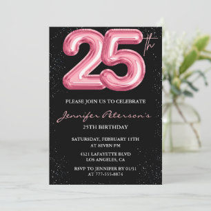 invitaciones para cumpleaños 25 años Globo Rosa Gl