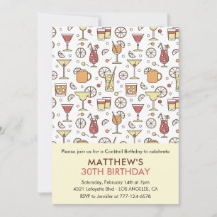 invitaciones para cumpleaños 30 Cocktail Pattern