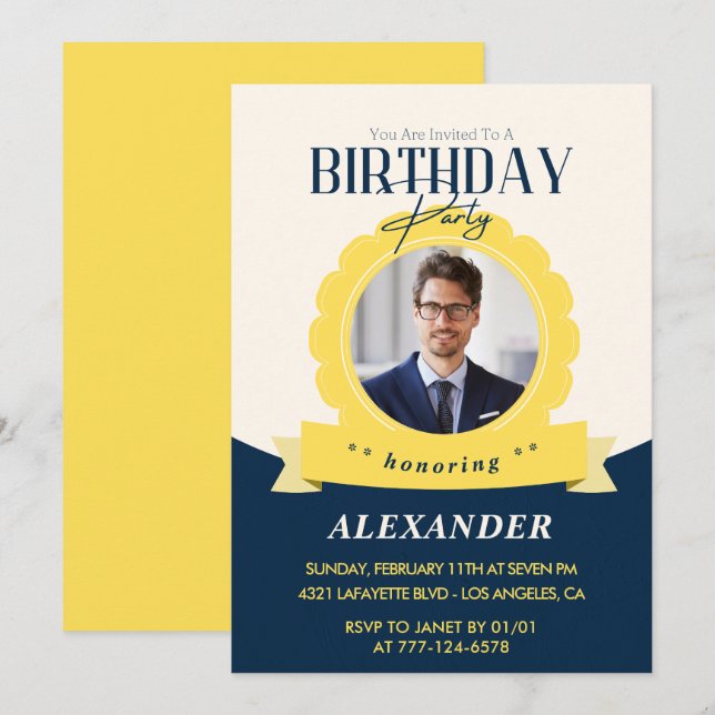 invitaciones para cumpleaños 30 para él Hombres In (Anverso / Reverso)