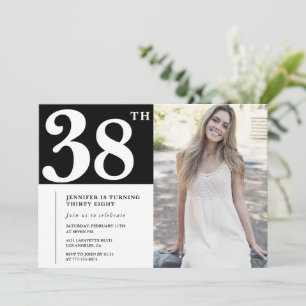 Invitaciones para cumpleaños 38 Black Chic Photo