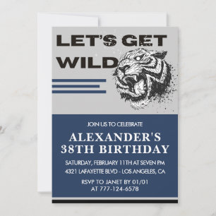 Invitaciones para cumpleaños 38 de hombres Tigre V
