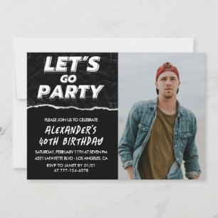 Invitaciones para cumpleaños 40 hombres foto negra