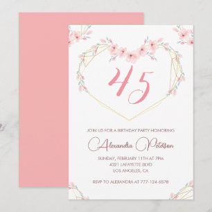 invitaciones para cumpleaños 45 Boho Floral Elegan