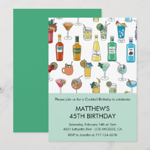 invitaciones para cumpleaños 45 Cocktail Contempor