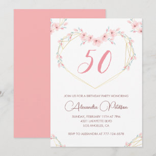 invitaciones para cumpleaños 50 Boho Floral Elegan