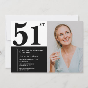 Invitaciones para cumpleaños 51 con foto en blanco