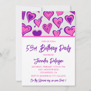 Invitaciones para cumpleaños 53 con patrón de cora
