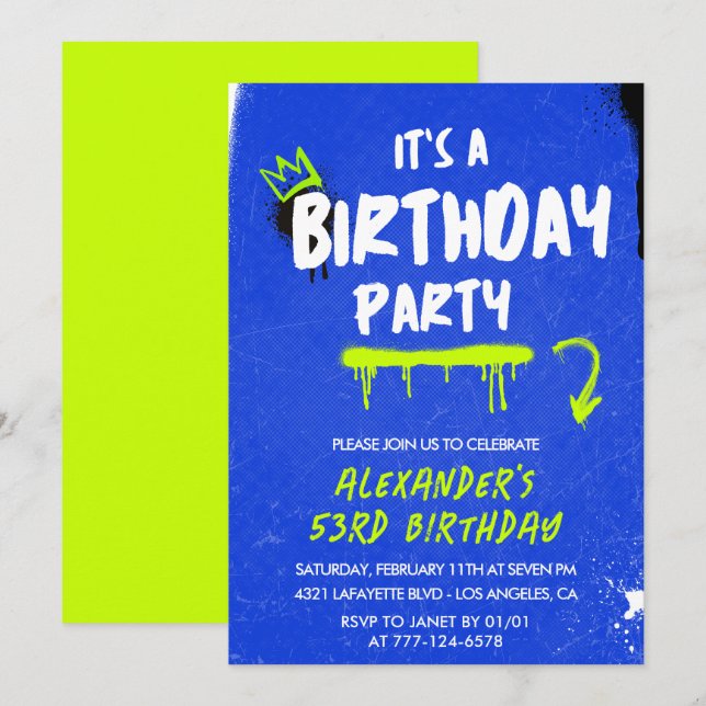 Invitaciones para cumpleaños 53 de hombres Pintura (Anverso / Reverso)