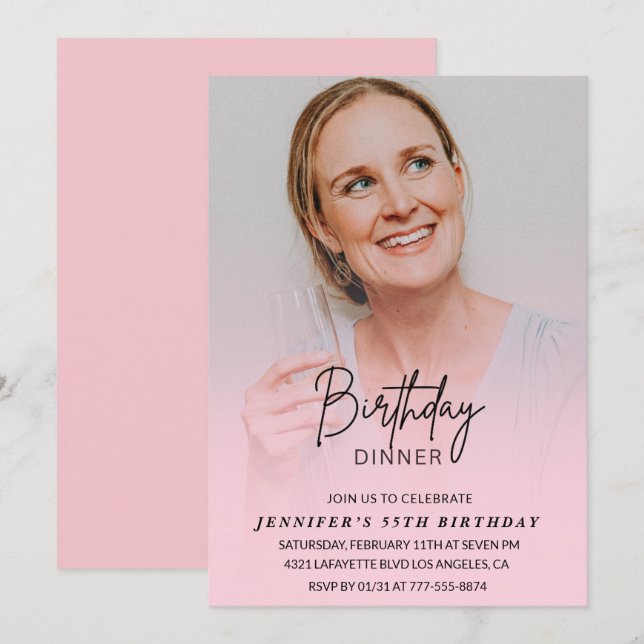invitaciones para cumpleaños 55 Cena de Cumpleaños (Anverso / Reverso)
