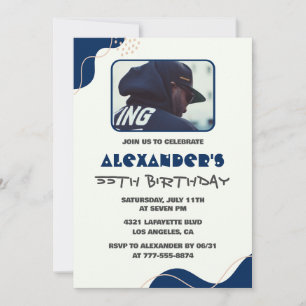 invitaciones para cumpleaños 55 hombres azul simpl