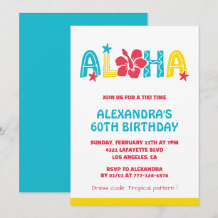 invitaciones para cumpleaños 60 Tropical Aloha Haw
