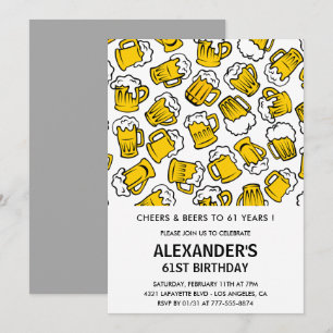 Invitaciones para cumpleaños 61 de Cheers and Beer