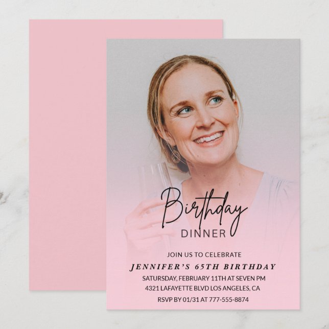 invitaciones para cumpleaños 65 Cena de cumpleaños (Anverso / Reverso)