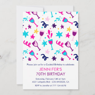invitaciones para cumpleaños 70 Cocktail Moderno R