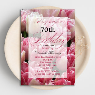 Invitaciones para Cumpleaños 70 de Tulipán Rosa Bo