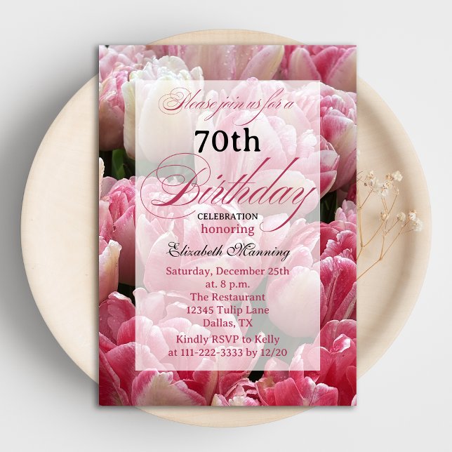Invitaciones para Cumpleaños 70 de Tulipán Rosa Bo (Subido por el creador)