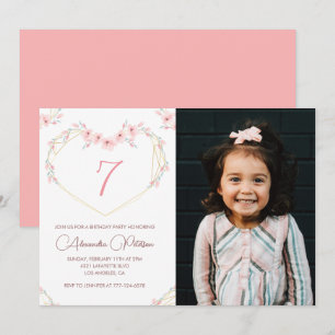 invitaciones para cumpleaños 7 Boho Floral Foto