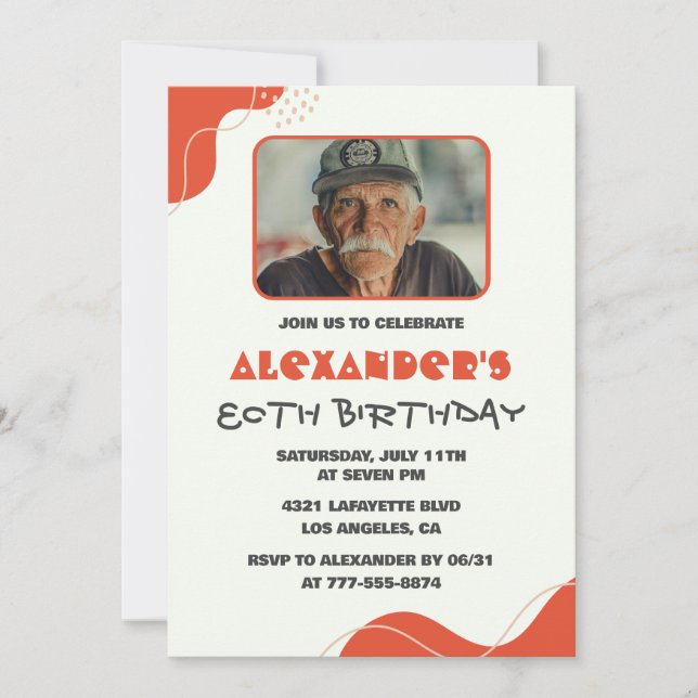 Invitaciones para cumpleaños 80 de hombre modernas (Anverso)