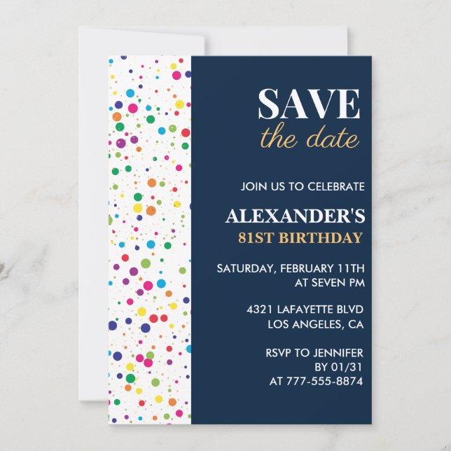 invitaciones para cumpleaños 81 Save the date Conf (Anverso)
