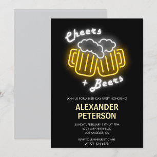 invitaciones para cumpleaños 85 Cheers Beers Neon