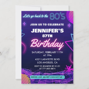 invitaciones para cumpleaños 87 Back To The 80s