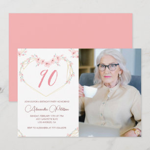 invitaciones para cumpleaños 90 Boho Floral Foto