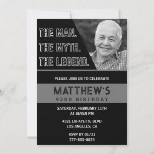Invitaciones para cumpleaños 93 negro El Hombre La