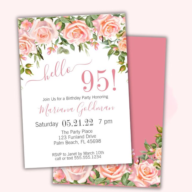 Invitaciones para Cumpleaños 95 Cumpleaños Floral  (Subido por el creador)