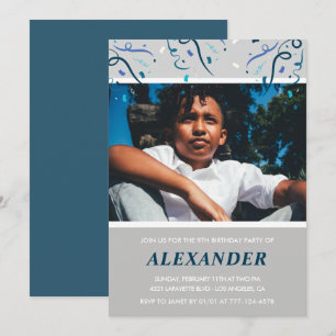 Invitaciones para cumpleaños 9 de niño Confeti Fot