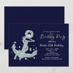 Invitaciones para cumpleaños con ancla de diamante