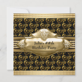 Invitaciones para Cumpleaños de Mujer en Dorado y 
