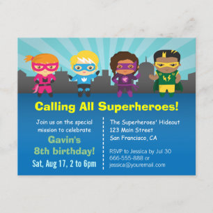Invitaciones para Cumpleaños de Niños de Superhéro